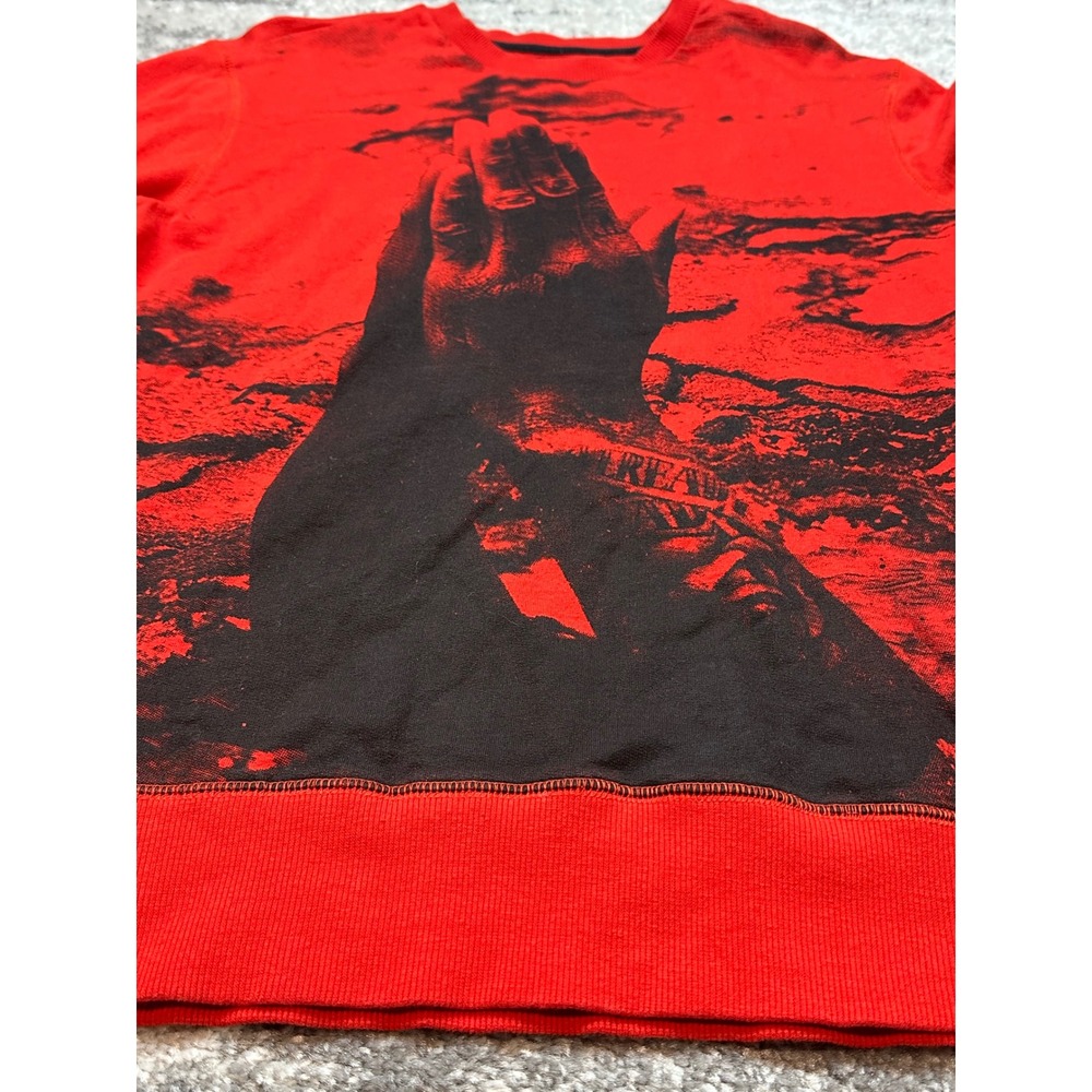 Trukfit‎ Sweatshirt Mens Small Red Praying Hands Graphic Side Zip All Over Print - Picture 5 of 15
